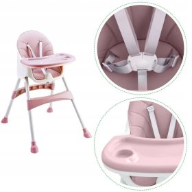 Étkező szék Prima 2in1 - rózsaszín és fehér, EcoToys