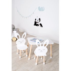 Gyerekasztal székekkel - Nyúl - fehér, Ourbaby