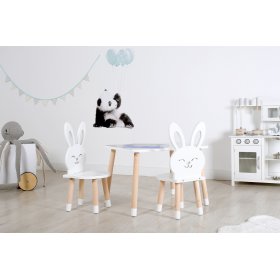 Gyerekasztal székekkel - Nyúl - fehér, Ourbaby