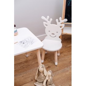 Gyerek asztal székekkel - Szarvas - fehér, Ourbaby