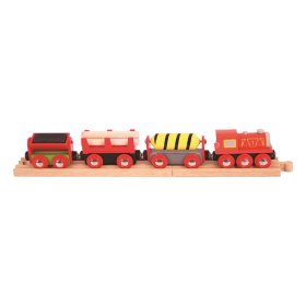 Bigjigs Rail Freight vonat piros + 3 vágány