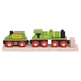 Bigjigs Rail Green mozdony tender + 3 sínnel