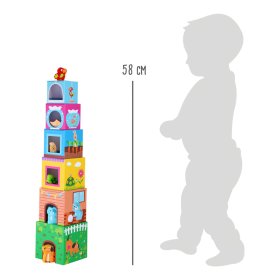 Kis láb kocka torony fából készült állatokkal, Small foot by Legler