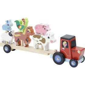 Vilac Fa traktor rögzíthető állatokkal