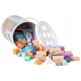 Fa kockák dobozban - 100 db, EcoToys