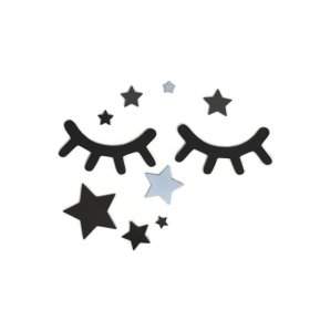 Fali dekoráció: Alvó szemek csillagokkal - kék
