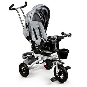 360°-ban forgatható szürke Delux napellenzős tricikli ECOTOYS, EcoToys