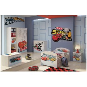 Gyerek éjjeliszekrény Autók - norvég fenyő dekoráció, BabyBoo, Cars