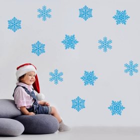 Karácsonyi faldekoráció - kék hópelyhek