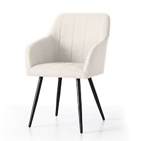 6x Kárpitozott szék négyzetes varrással Krém LUXANO Fekete lábak Lumos szövet