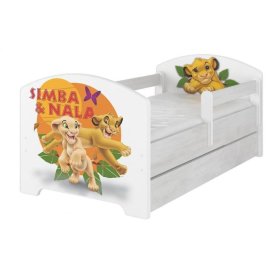 Gyerek ágy korláttal - Oroszlánkirály - norvég fenyő, BabyBoo, The Lion King