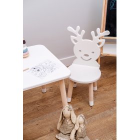 Gyerekasztal székekkel - Szarvas - fehér, Ourbaby