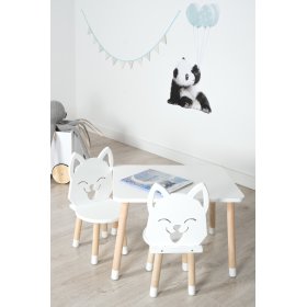 Gyermekasztal székekkel - Róka - fehér, Ourbaby