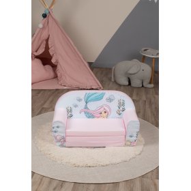 Gyerek kanapé Sellő - rózsaszín-fehér