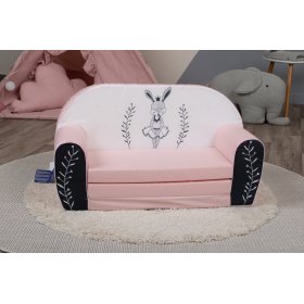 Gyerek kanapé Bunny Ballerina - fehér-rózsaszín