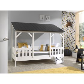 Charlotte ház alakú ágy - fekete, VIPACK FURNITURE
