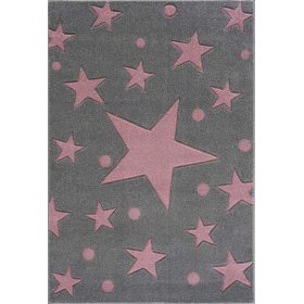 Childrens szőnyeg csillagok - szürke-rózsaszín