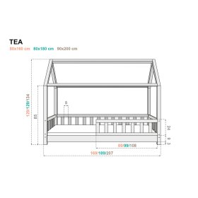 Gyerekházi ágy sorompós Tea - természetes