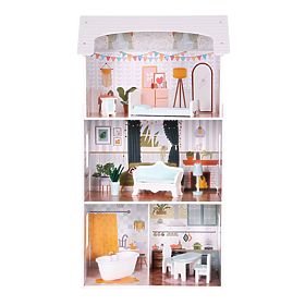 Alice babaház 3 szint 4 szoba 9 bútordarab ECOTOYS készlet