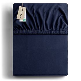AMBER lepedő tengerészkék szín klasszikus stílus anyag jersey 80-90x200 DecoKing