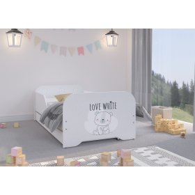 Gyerekágy MIKI 160 x 80 cm - Fehér maci, Wooden Toys