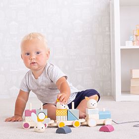 Bigjigs Baby Fa vonat állatokkal - sérült csomagolás