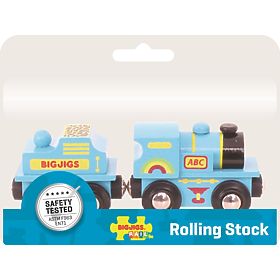 Bigjigs Rail Blue gép tender + 2 sínnel
