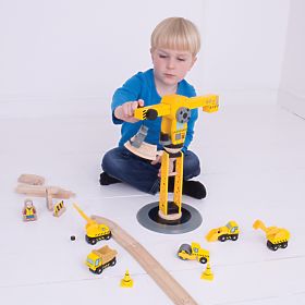 Bigjigs Rail Crane és építőipari gépek