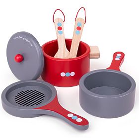 Bigjigs Toys Fa edénykészlet pöttyökkel, Bigjigs Toys
