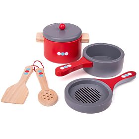 Bigjigs Toys Fa edénykészlet pöttyökkel, Bigjigs Toys