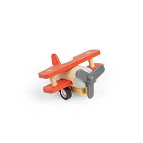Bigjigs Toys Fa Felhúzható Repülőgép Vörös Kétfedelű, Bigjigs Toys