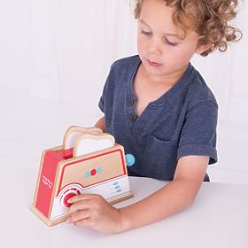 Bigjigs Toys Fa kenyérpirító pöttyökkel