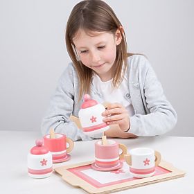 Bigjigs Toys Fa Teáskészlet rózsaszín, Bigjigs Toys