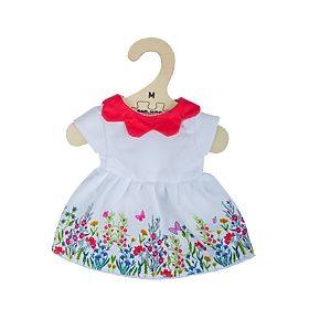 Bigjigs Toys Fehér virágos ruha piros gallérral 34 cm-es babának