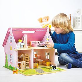 Bigjigs Toys Hordozható fa babaház, Bigjigs Toys