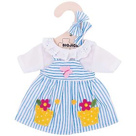 Bigjigs Toys Kék csíkos ruha 28 cm-es babának