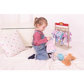 Bigjigs Toys Kék pöttyös ruha szarvassal 28 cm-es babának