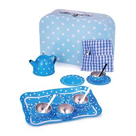Bigjigs Toys Kék pöttyös teáskészlet, Bigjigs Toys