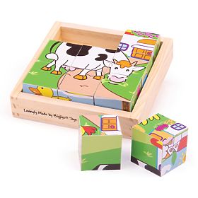 Bigjigs Toys Képkockák kubusok Állatok 9 kocka, Bigjigs Toys