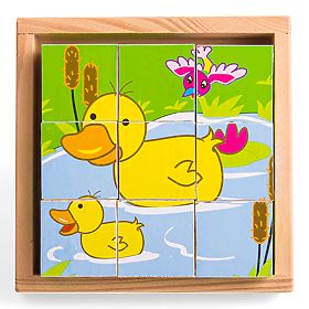 Bigjigs Toys Képkockák kubusok Állatok 9 kocka