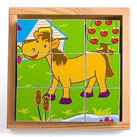 Bigjigs Toys Képkockák kubusok Állatok 9 kocka