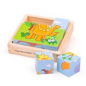 Bigjigs Toys Képkockák Kubuszok Dinoszauruszok 9 kocka, Bigjigs Toys
