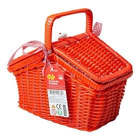 Bigjigs Toys Pöttyös teáskészlet piknikkosárban
