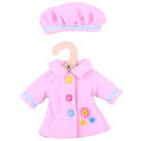 Bigjigs Toys Rózsaszín kabát gombokkal 28 cm-es babának, Bigjigs Toys