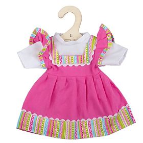 Bigjigs Toys Rózsaszín ruha csíkos szegéllyel 38 cm-es babának