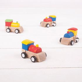 Bigjigs Toys Színes fa felhúzható mozdony 1db