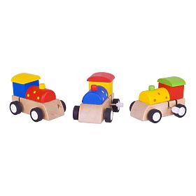 Bigjigs Toys Színes fa felhúzható mozdony 1db, Bigjigs Toys