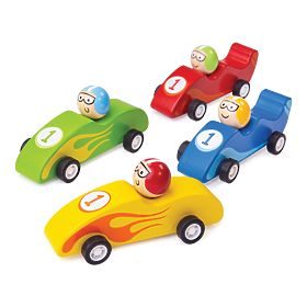 Bigjigs Toys Színes fa versenyautó 1 db, Bigjigs Toys