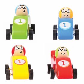 Bigjigs Toys Színes fa versenyautó 1 db, Bigjigs Toys