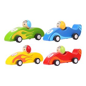 Bigjigs Toys Színes fa versenyautó 1 db